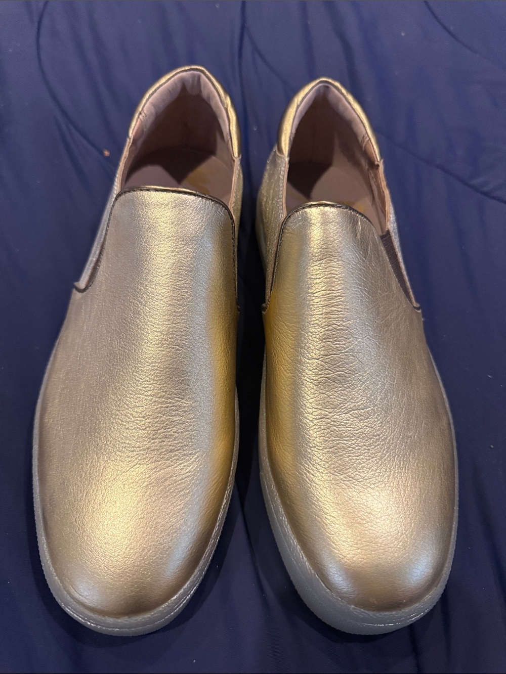 Sam Edelman Metallic women’s Gold Slip-On Sneakers NWOB size 10